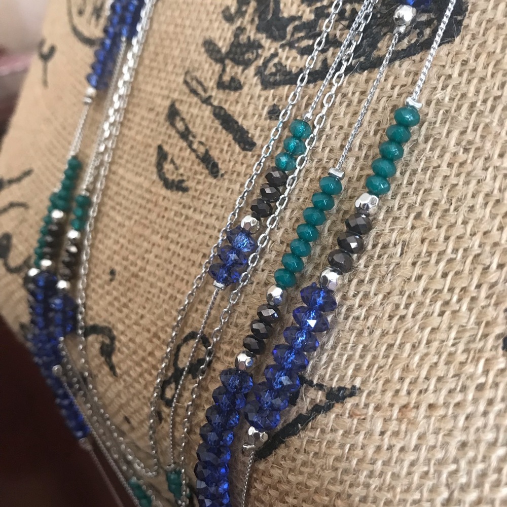 New York & Co Blue, Green, and Black Bead Necklace - Picture 2 of 2